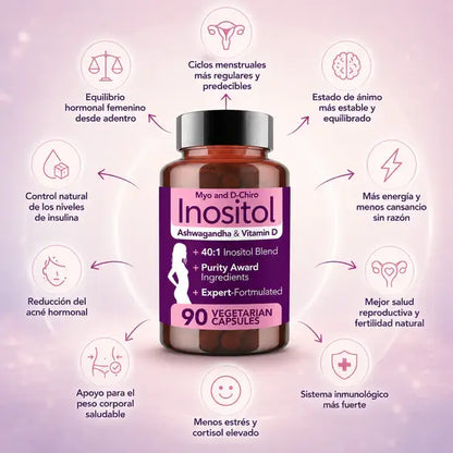 Inositol Myo + D-Chiro con Ashwagandha & Vitamina D 120C
