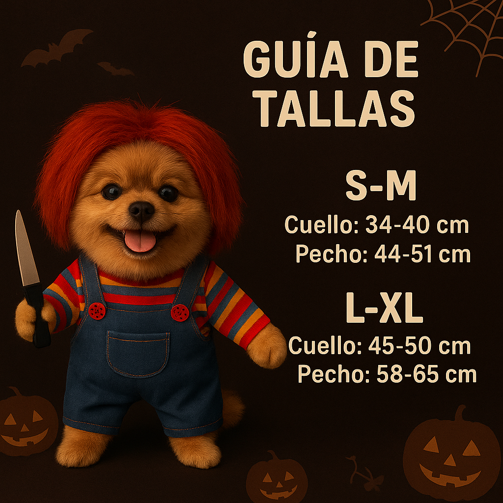 ScaryPaw – Disfraz muñeco asesino para mascotas