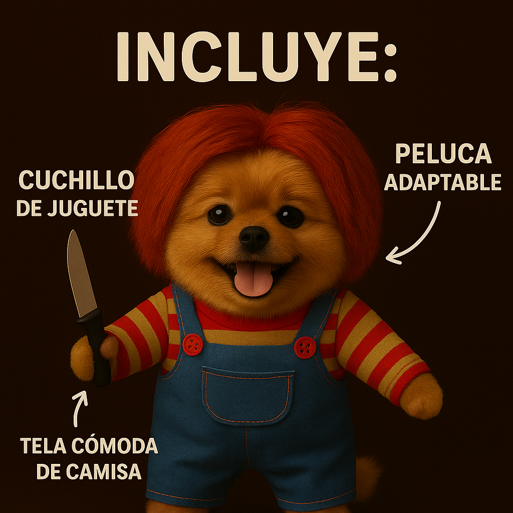 ScaryPaw – Disfraz muñeco asesino para mascotas